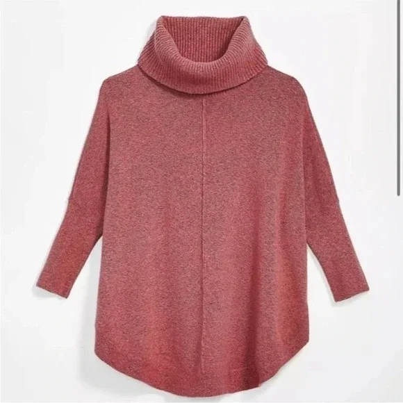 LOFT Shirttail Cowlneck Poncho Sweater Size Medium - Picture 5 of 7